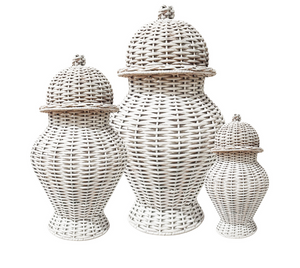 The Enchanted Home White Round Wicker Jar (3 Sizes)