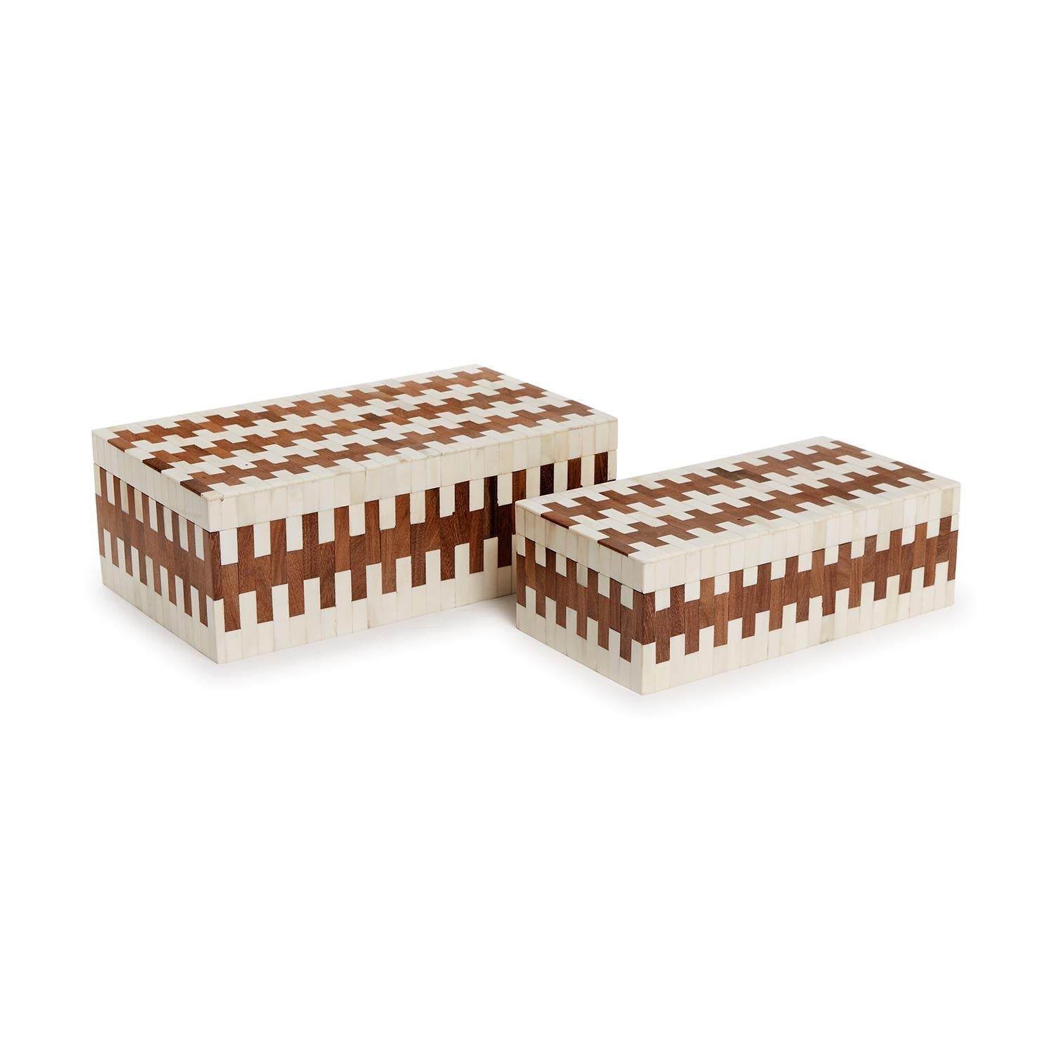 Two's Company Set of 2 Patterned Hinge Covered Box