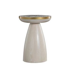 Gabby - Cain Wood Round Marble Top Side Table - White - SCH-175767