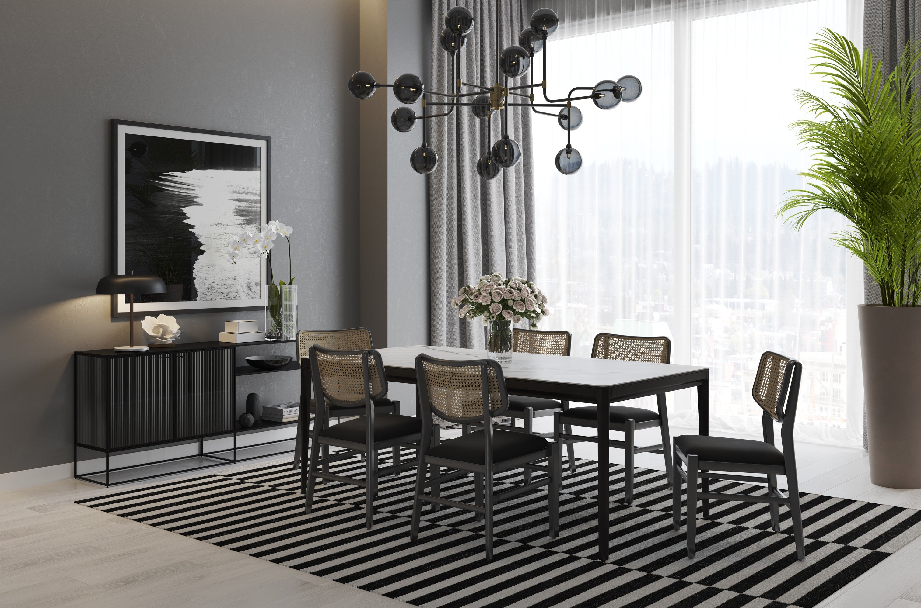 Annex Dining Chair - Velvet Black / Natural