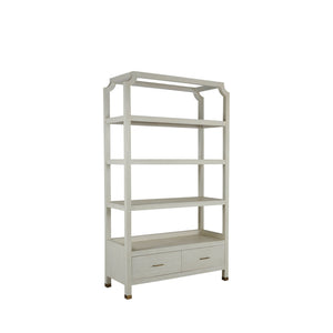 Gabby - Crest Mindi Wood Iron Bookcase - 2 Drawers, Cerused White - SCH-169295