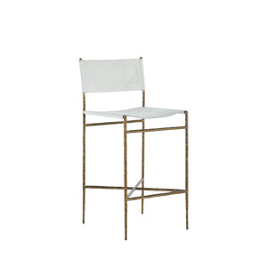 Gabby - Landon Hair On Hide Leather Metal Bar Stool - Antique Brass Natural Ivory - SCH-175163