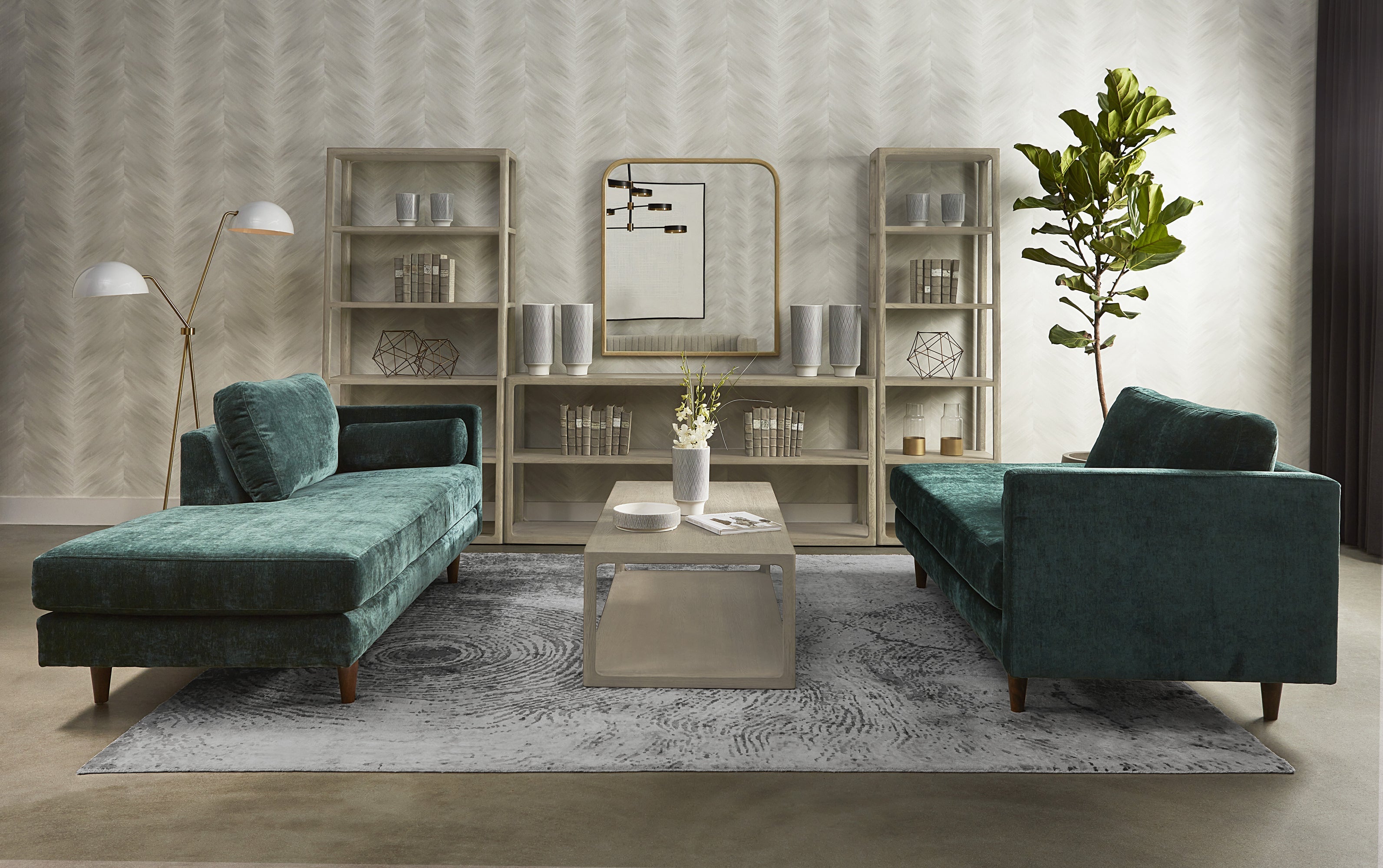 Faven Floor Lamp - Brass  White