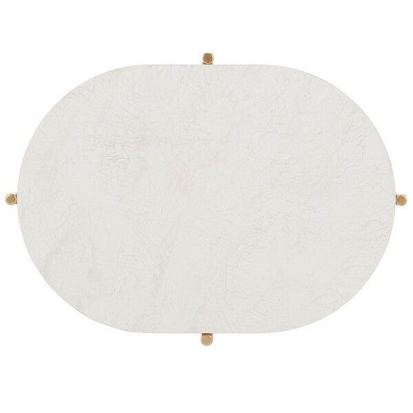 Safavieh Dove End Table, ACC2501 - White Faux Marble  / Gold 