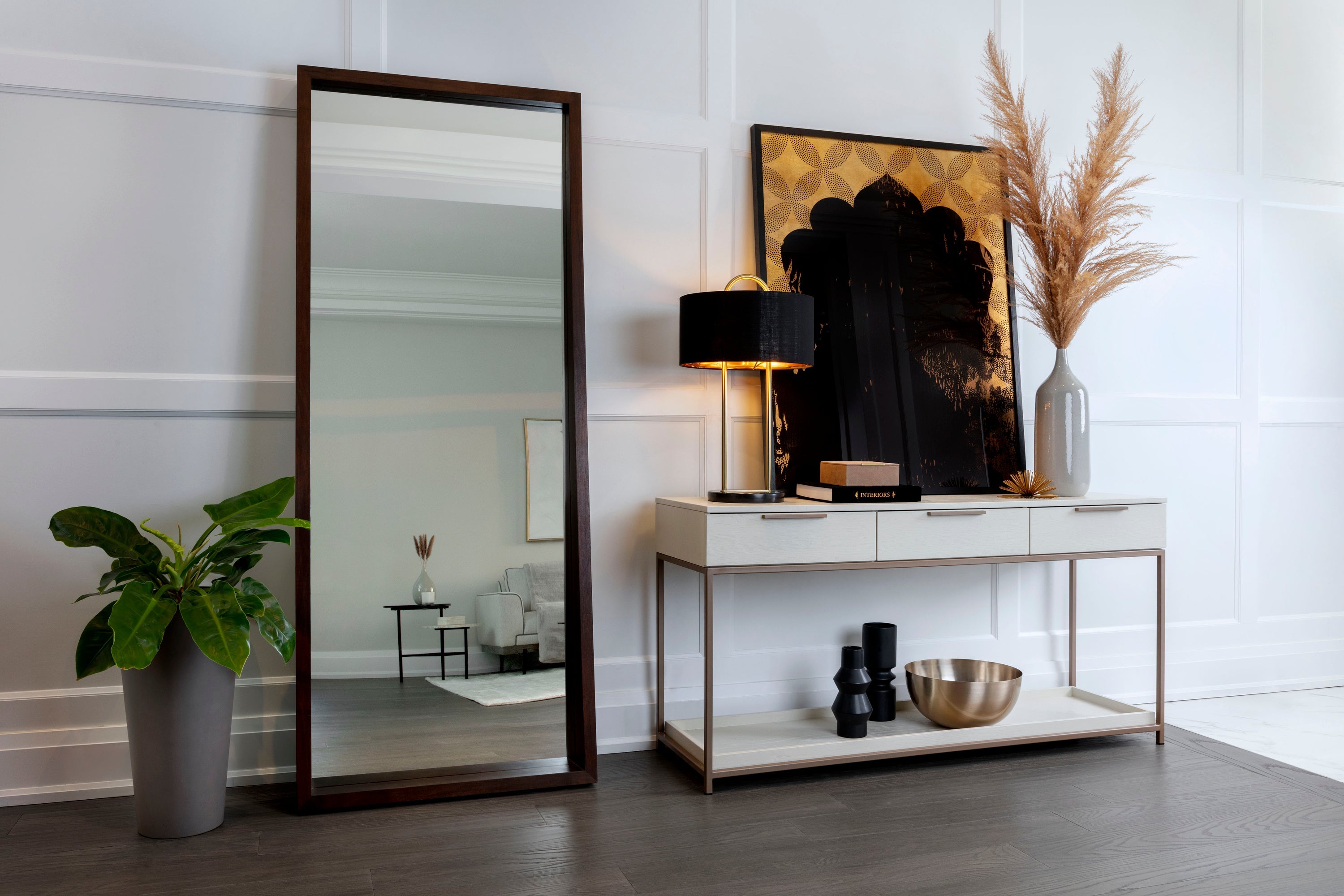 Rebel Console Table With Drawers - Champagne Gold  Cream