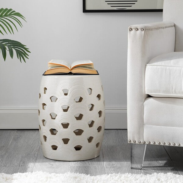 Safavieh Amaissa, 15 Inch, Ceramic Garden Stool, ACS4597 - Cream