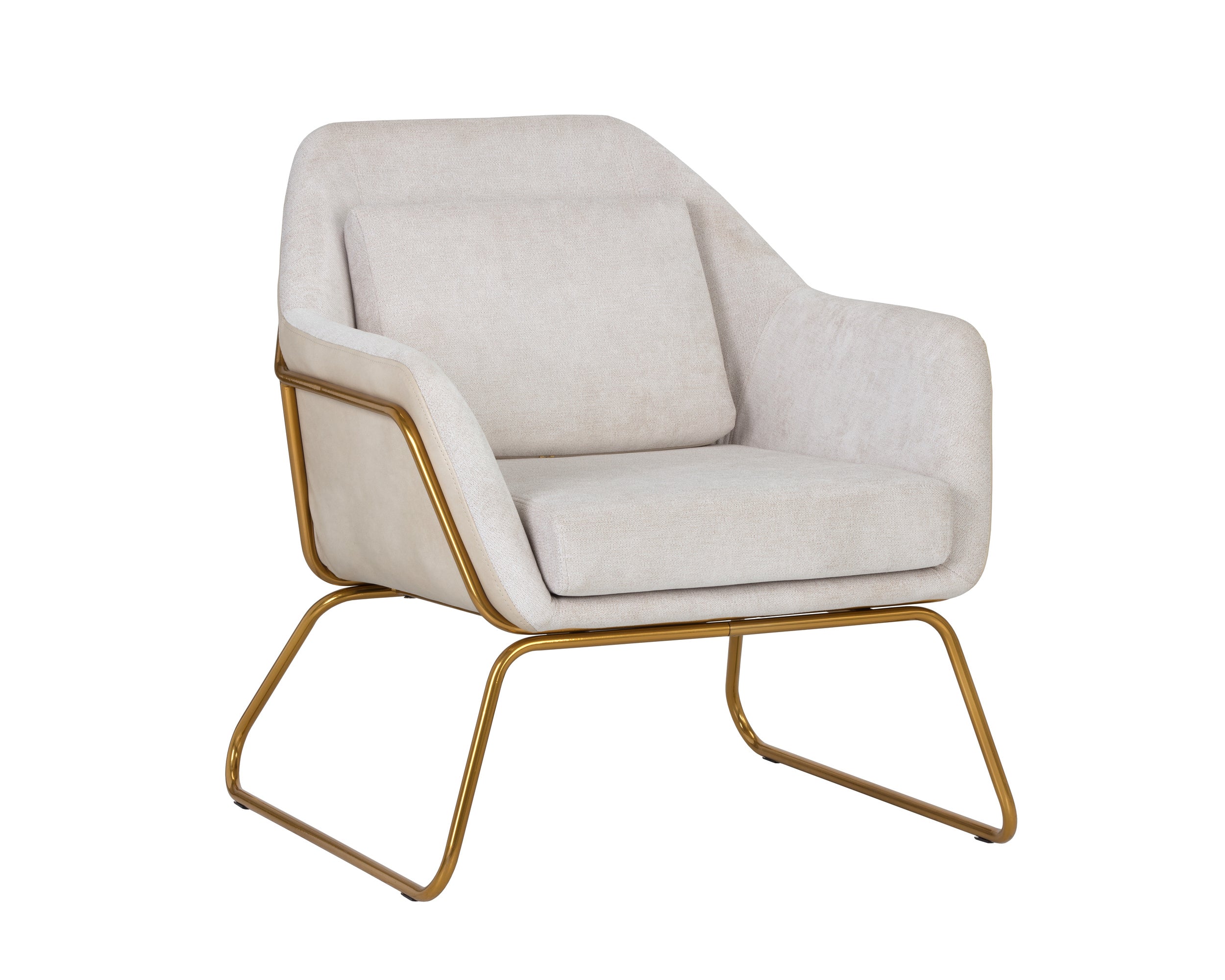 Watts Lounge Chair - Gold  Polo Club Muslin / Bravo Cream