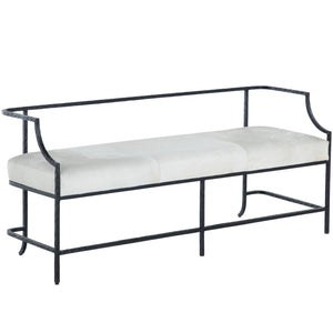 Gabby - Victor Hair-on-Hide Leather Iron Open Back Bench - Black Ivory - SCH-175193