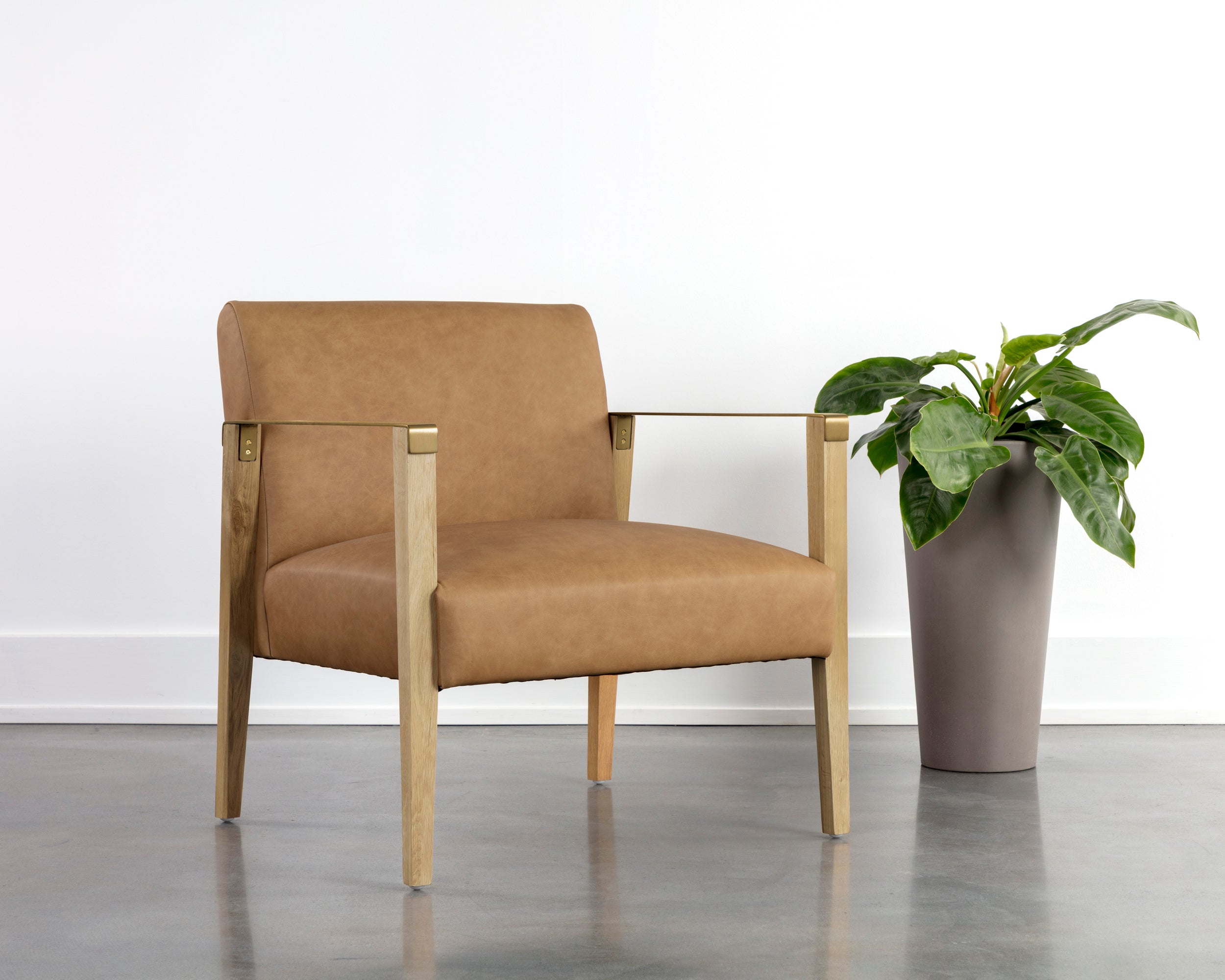 Earl Lounge Chair - Rustic Oak  Ludlow Sesame Leather