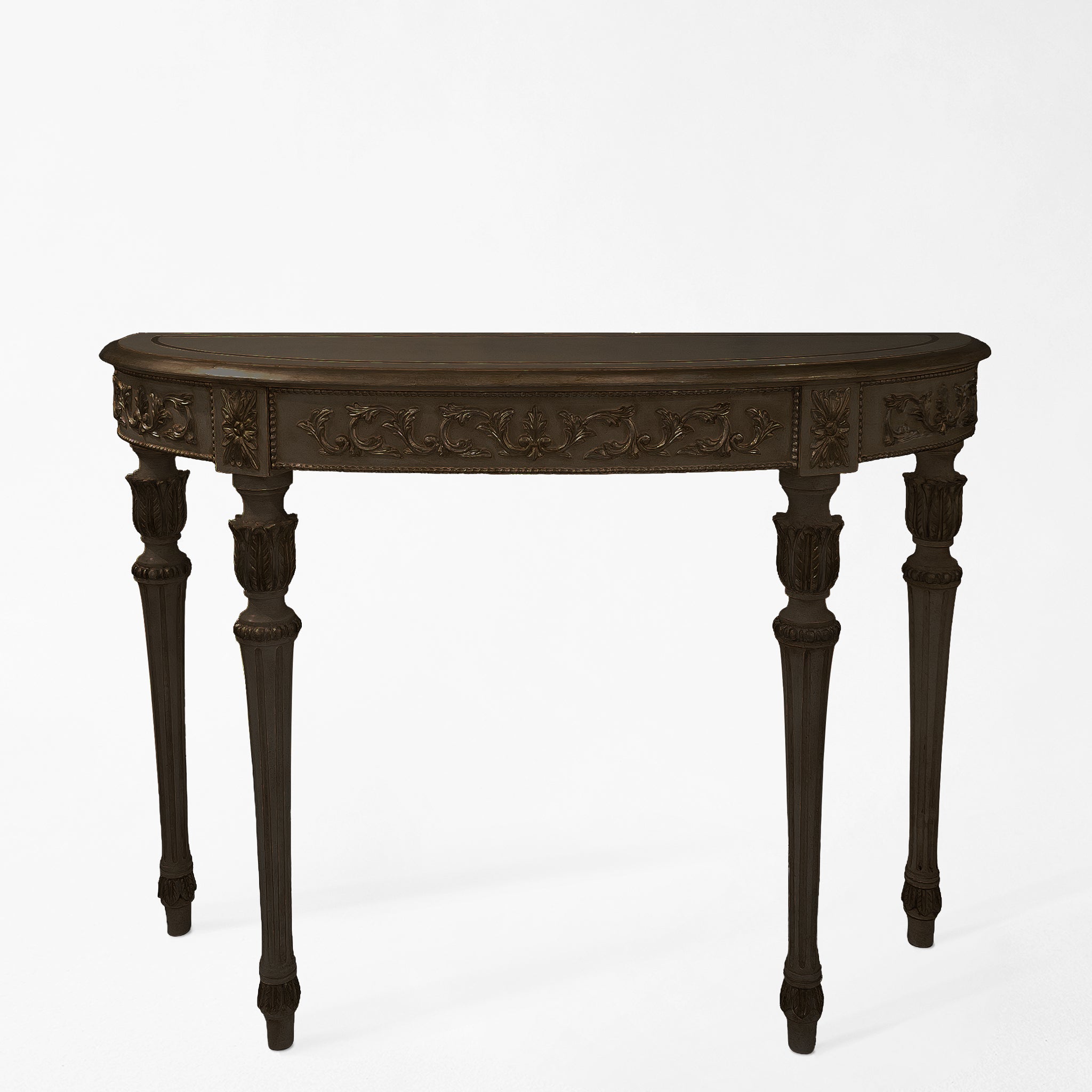 Traditional black console table.