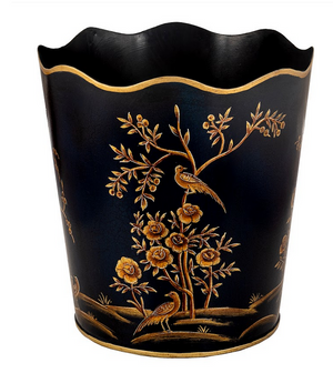 The Enchanted Home Black & Gold Scalloped Wastepaper Basket