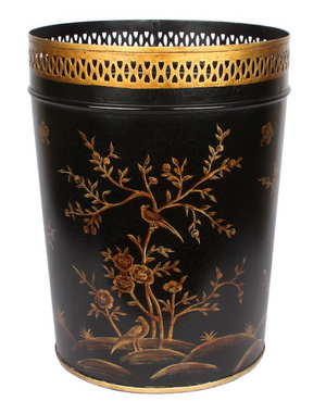The Enchanted Home Black & Gold Round Pierced Wastepaper Basket
