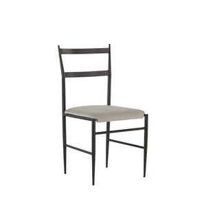 Gabby - Ward Faux Leather Iron Tapered Legs Dining Chair - Brushed Black White - SCH-240510