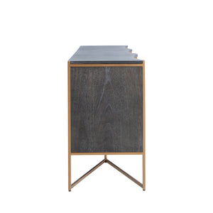 Gabby - Jameson Iron Mahogany Media Cabinet - 2 Drawers, Natural Black Faux Shagreen - SCH-160415