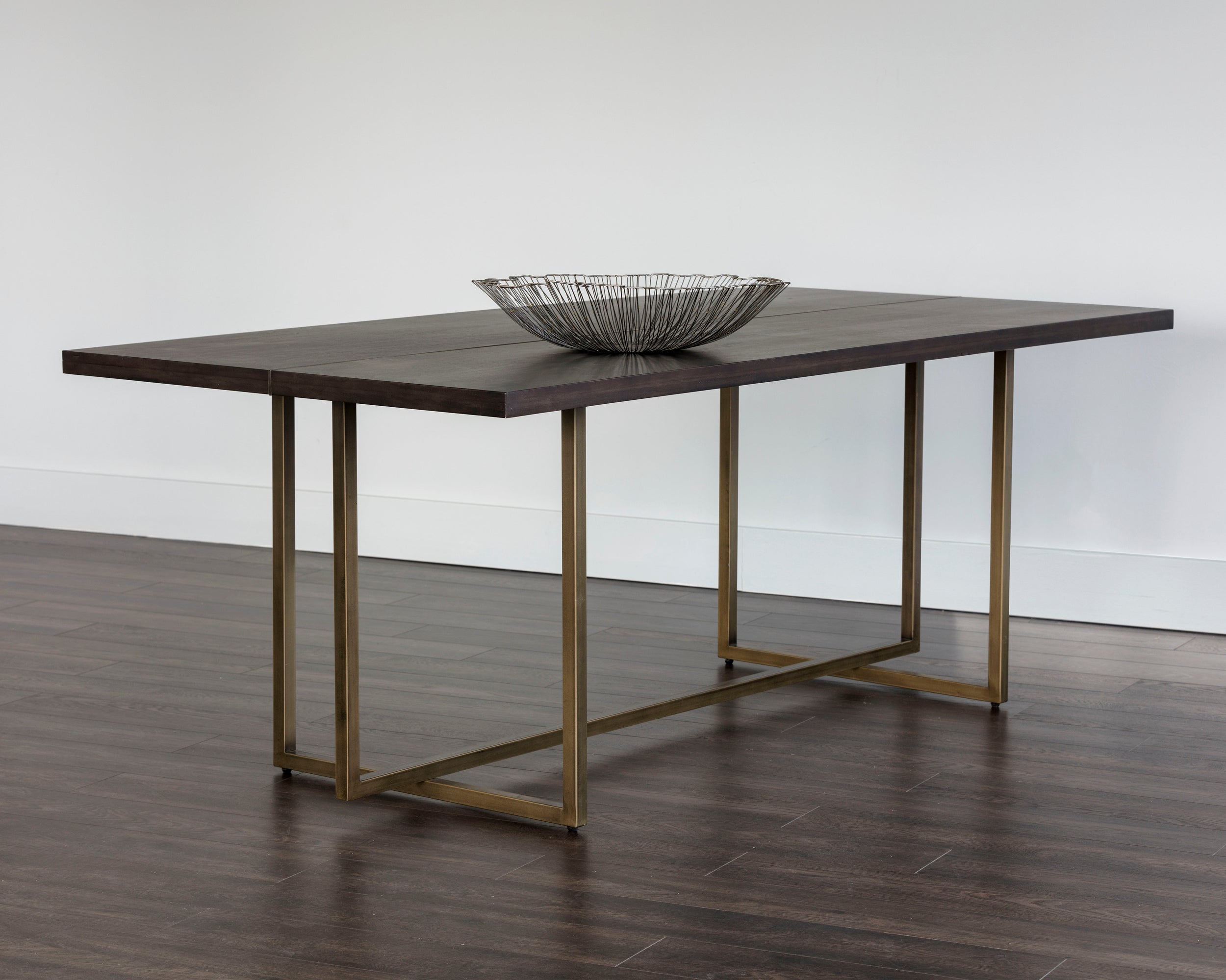 Jade Dining Table - Antique Brass  Dark Mango