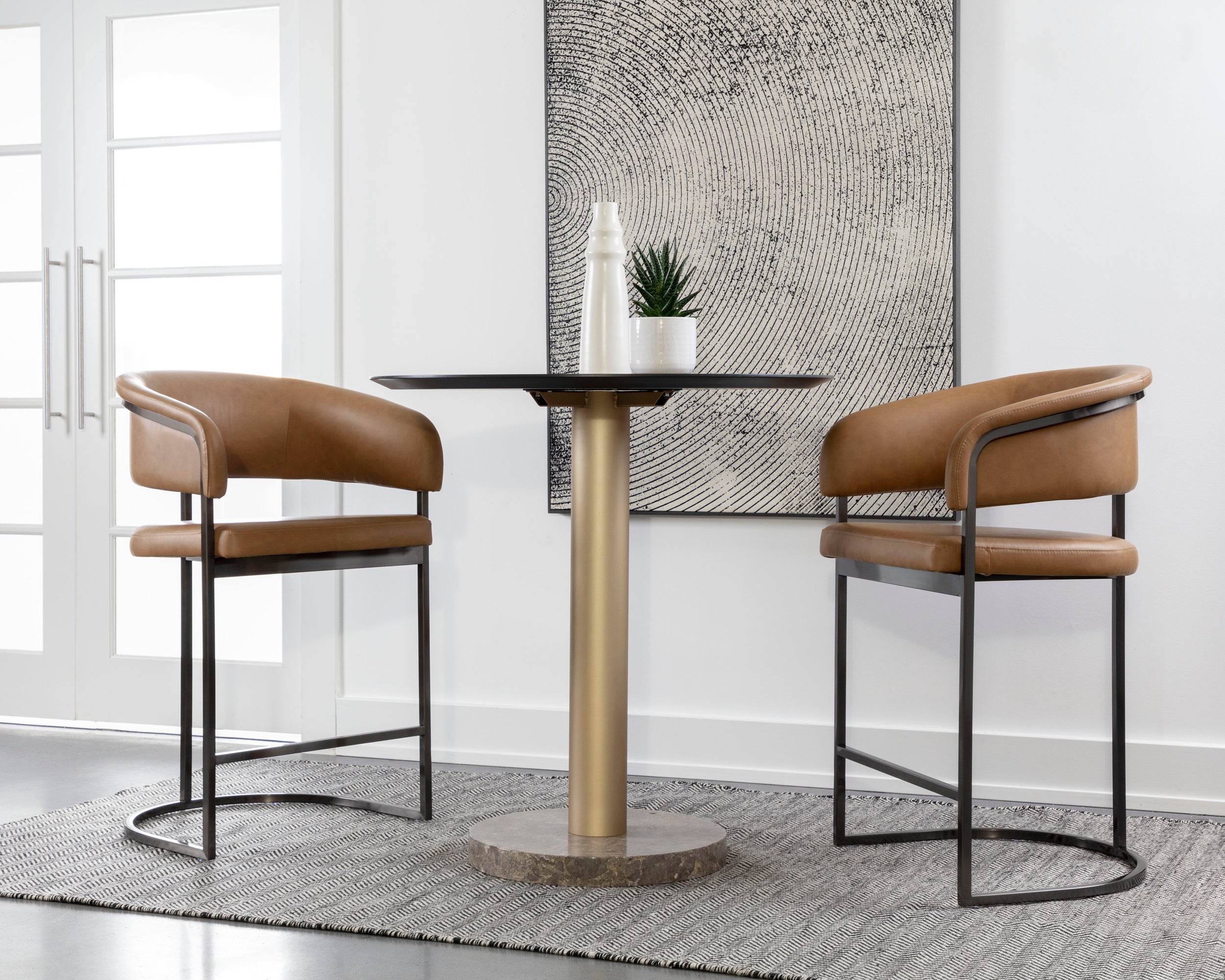 Marris Counter Stool - Gunmetal  Milliken Cognac