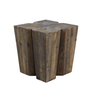 Gabby - Arthur Mindi Wood Unique Pedestal Side Table - Vintage Gray - SCH-153875