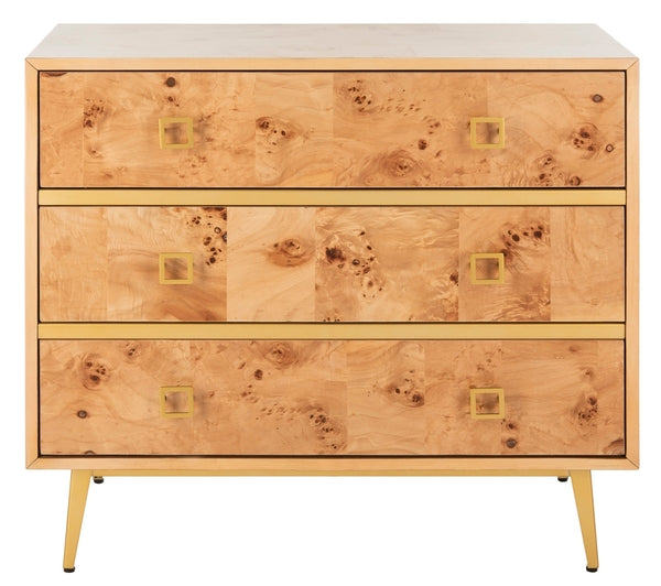 Safavieh Katia 3 Drawer Chest, CHS6413 - Natural/Gold