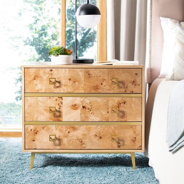 Safavieh Katia 3 Drawer Chest, CHS6413 - Natural/Gold