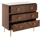 Safavieh Katia 3 Drawer Chest, CHS6413 - Chevron Walnut/Gold