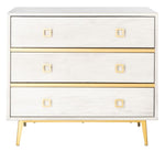 Safavieh Katia 3 Drawer Chest, CHS6413 - White Wash/Gold