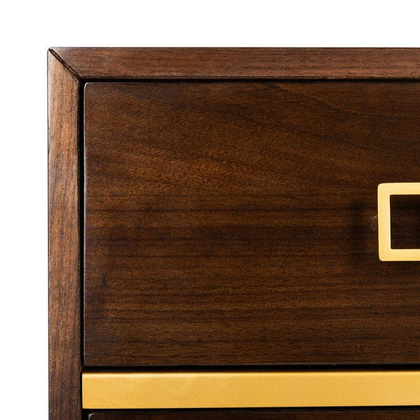 Safavieh Katia 3 Drawer Chest, CHS6413 - Walnut/Gold