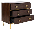 Safavieh Katia 3 Drawer Chest, CHS6413 - Walnut/Gold