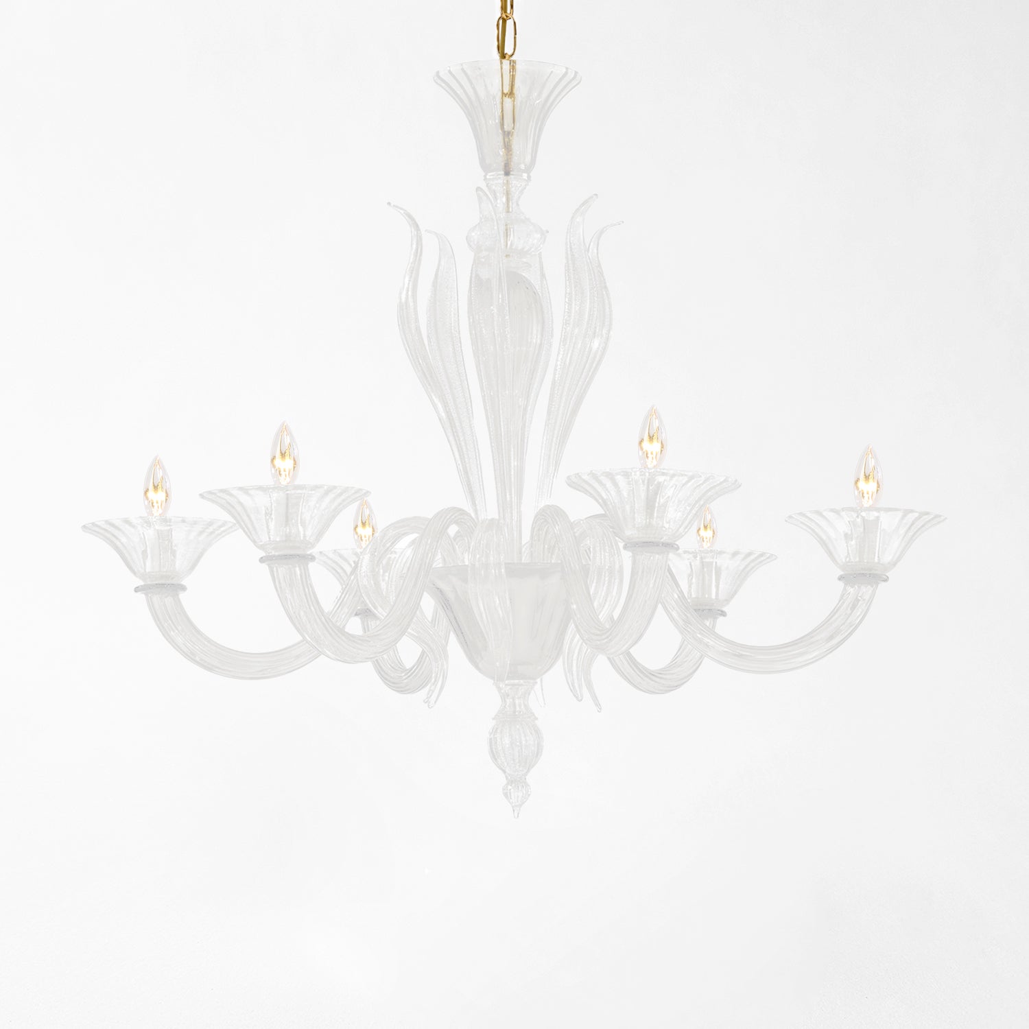 Clear Murano glass chandelier.