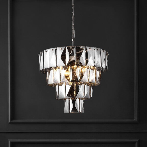 Safavieh Couture Jaylee Crystal 4 Tier Chandelier, CTL1055 - Nickel / Dark Grey