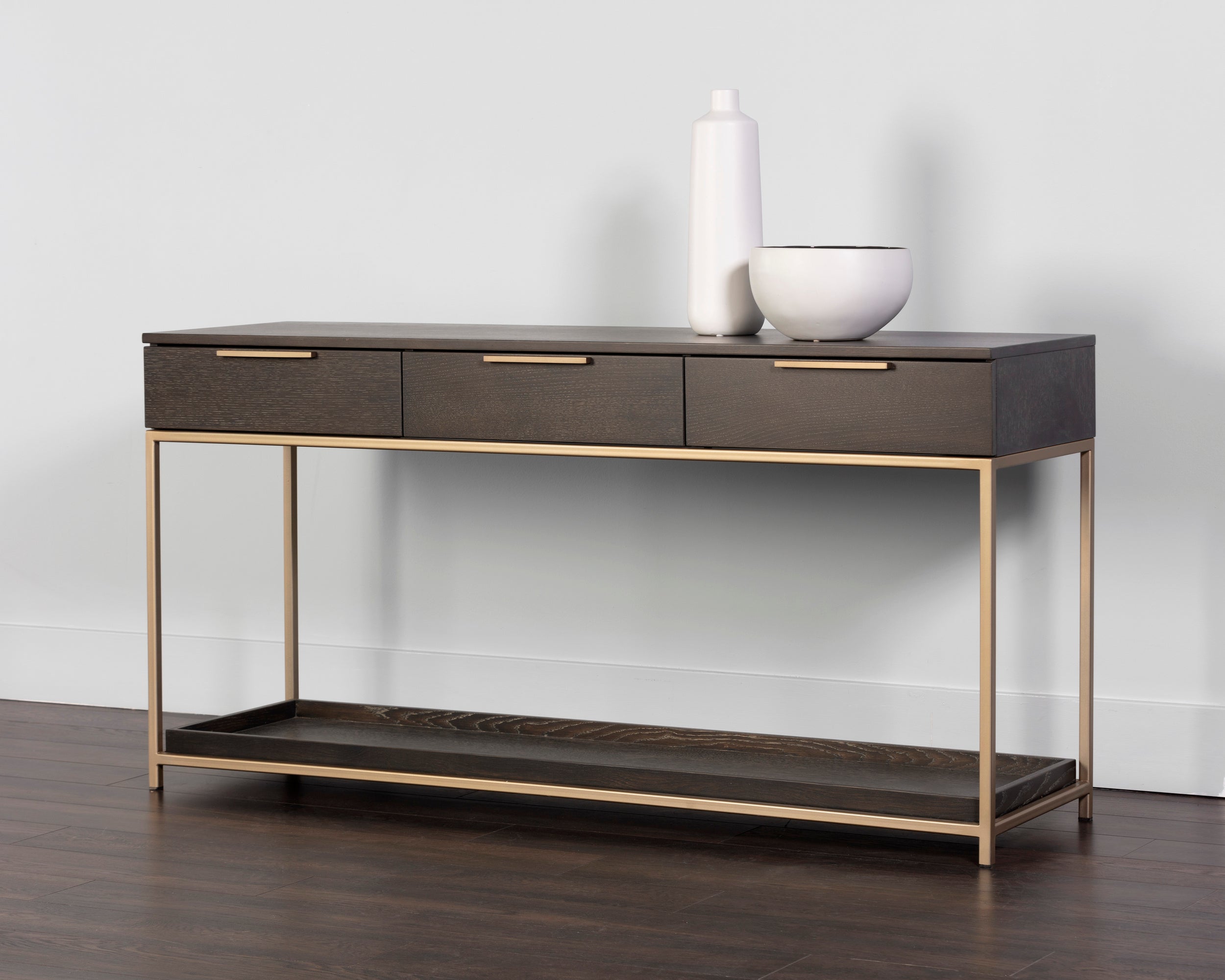 Rebel Console Table With Drawers  - Gold  Charcoal Grey