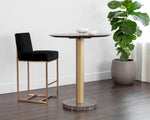 Monaco Bar Table - Gold  Grey Marble / Charcoal Grey