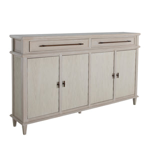 Gabby - Isaac Mindi Oak Wood Ribbed Cabinet - 2 Shelves, Cerused White Sesame - SCH-175861