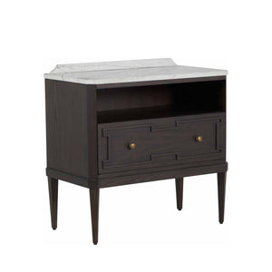 Gabby - Glenwood Sungkai Wood Marble Top Nightstand - 1 Drawer, Forest Black - SCH-168200