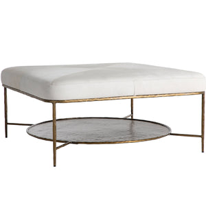 Gabby - Laurie Hair-on-Hide Leather Iron Square Ottoman - SCH-175123