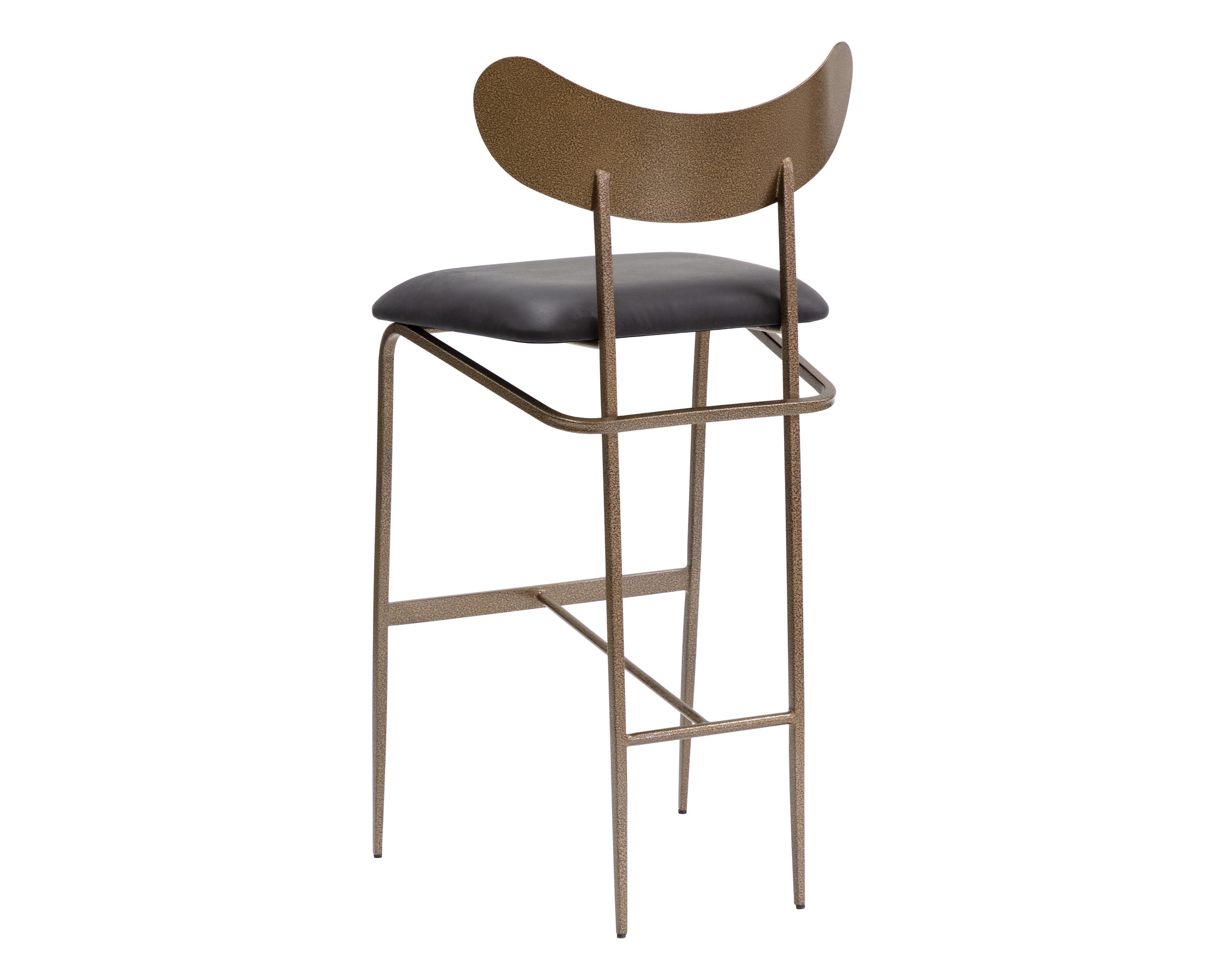 Gibbons Barstool - Antique Brass  Charcoal Black Leather