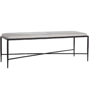 Gabby - Devoe Hair-on-Hide Leather Iron Backless Bench - Black Ivory - SCH-175065