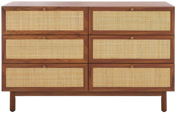 Safavieh Aino 6 Drawer Dresser, DRS9600 - Walnut