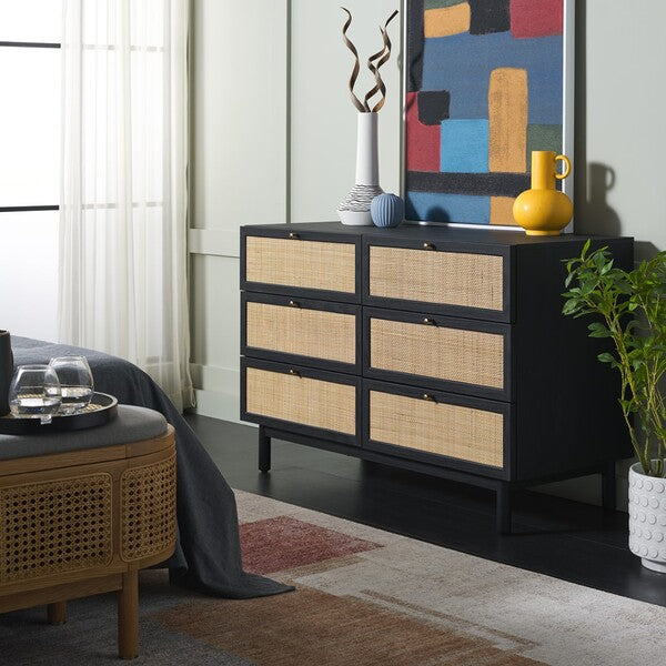 Safavieh Aino 6 Drawer Dresser, DRS9600 - Black