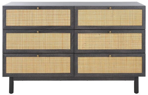 Safavieh Aino 6 Drawer Dresser, DRS9600 - Distressed Black