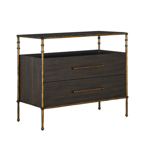 Gabby - Reese Oak Wood Nightstand - 2 Drawers, Cerused Forest Black - SCH-175828