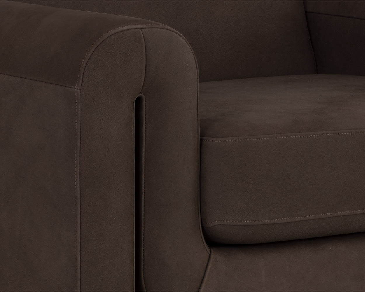 Romer Armchair - Gold  Nubuck Cocoa Leather