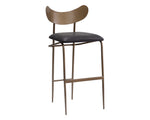 Gibbons Barstool - Antique Brass  Charcoal Black Leather