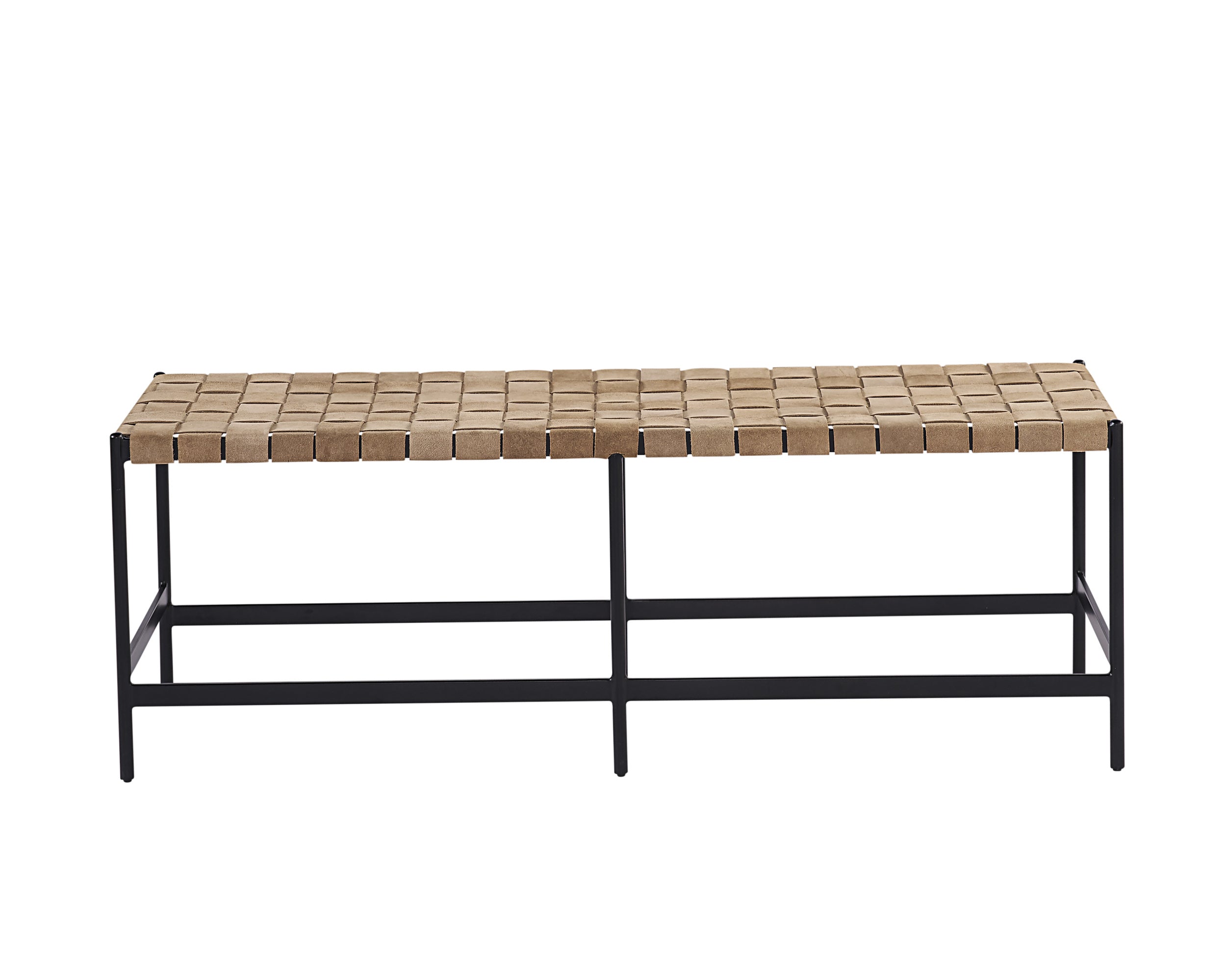 Omari Bench - Suede Light Tan Leather