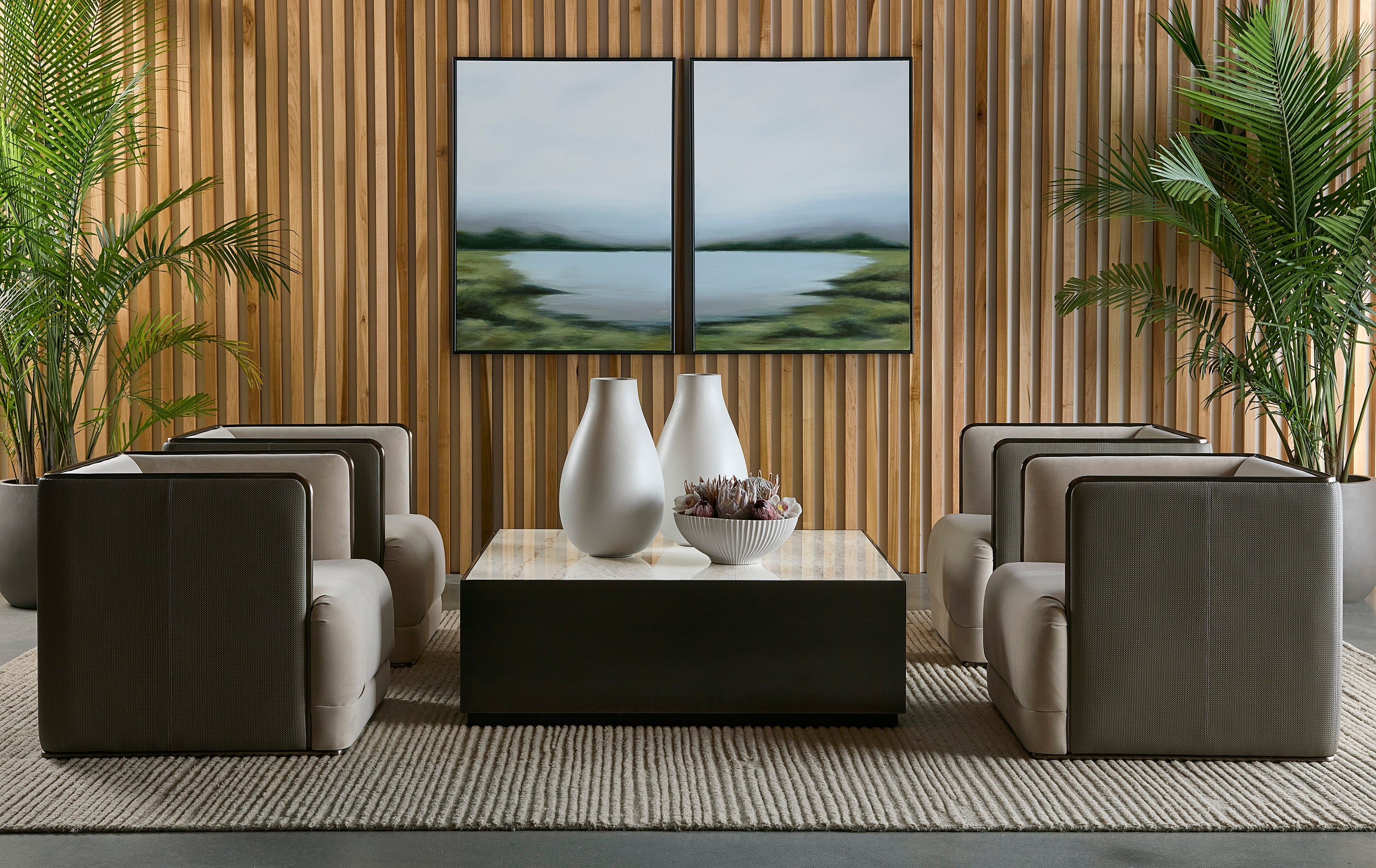 Lakeside Views (Set Of 2) - 36" X 48"  Black Floater Frame