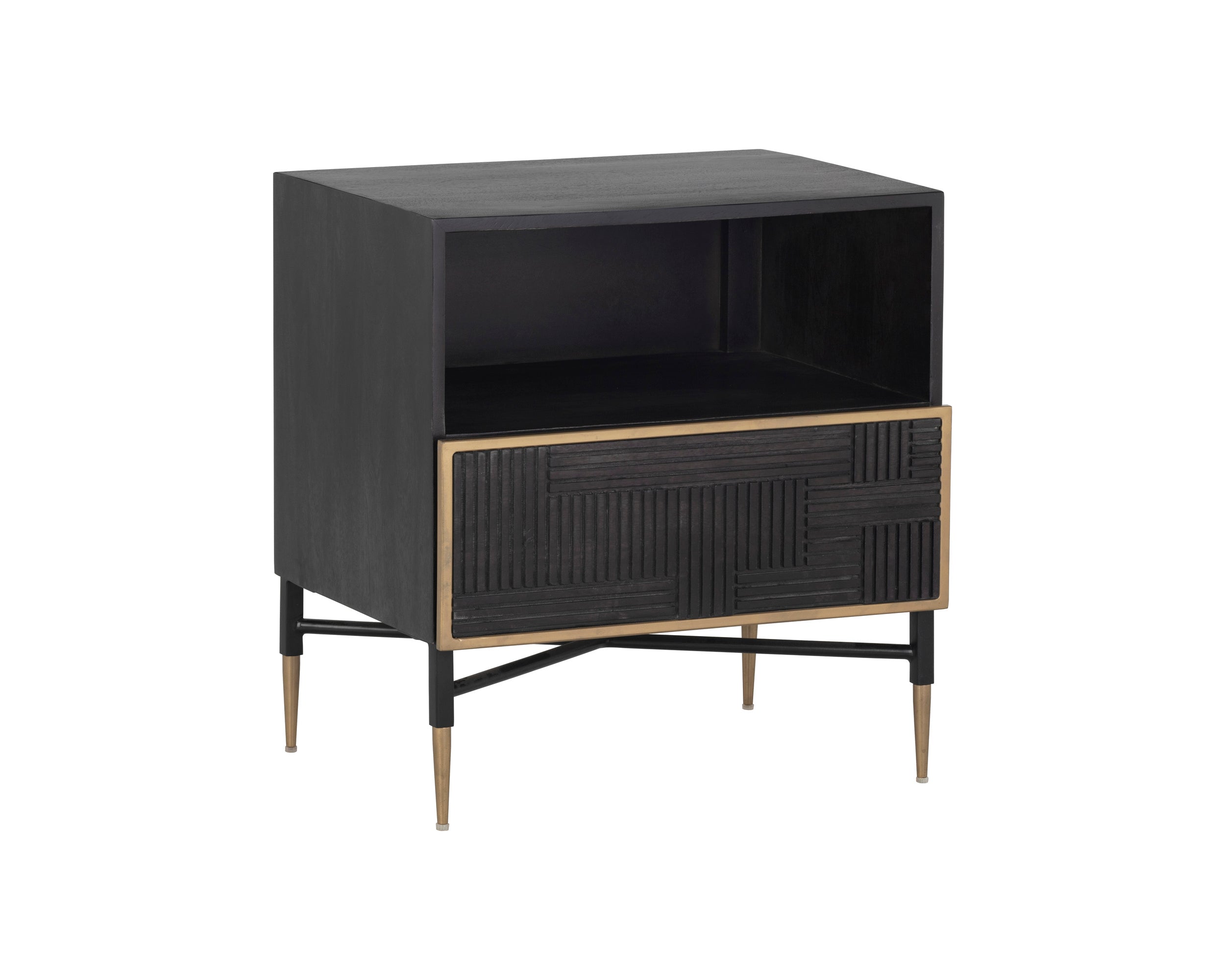 Markwood Nightstand - Brass  Dark Brown