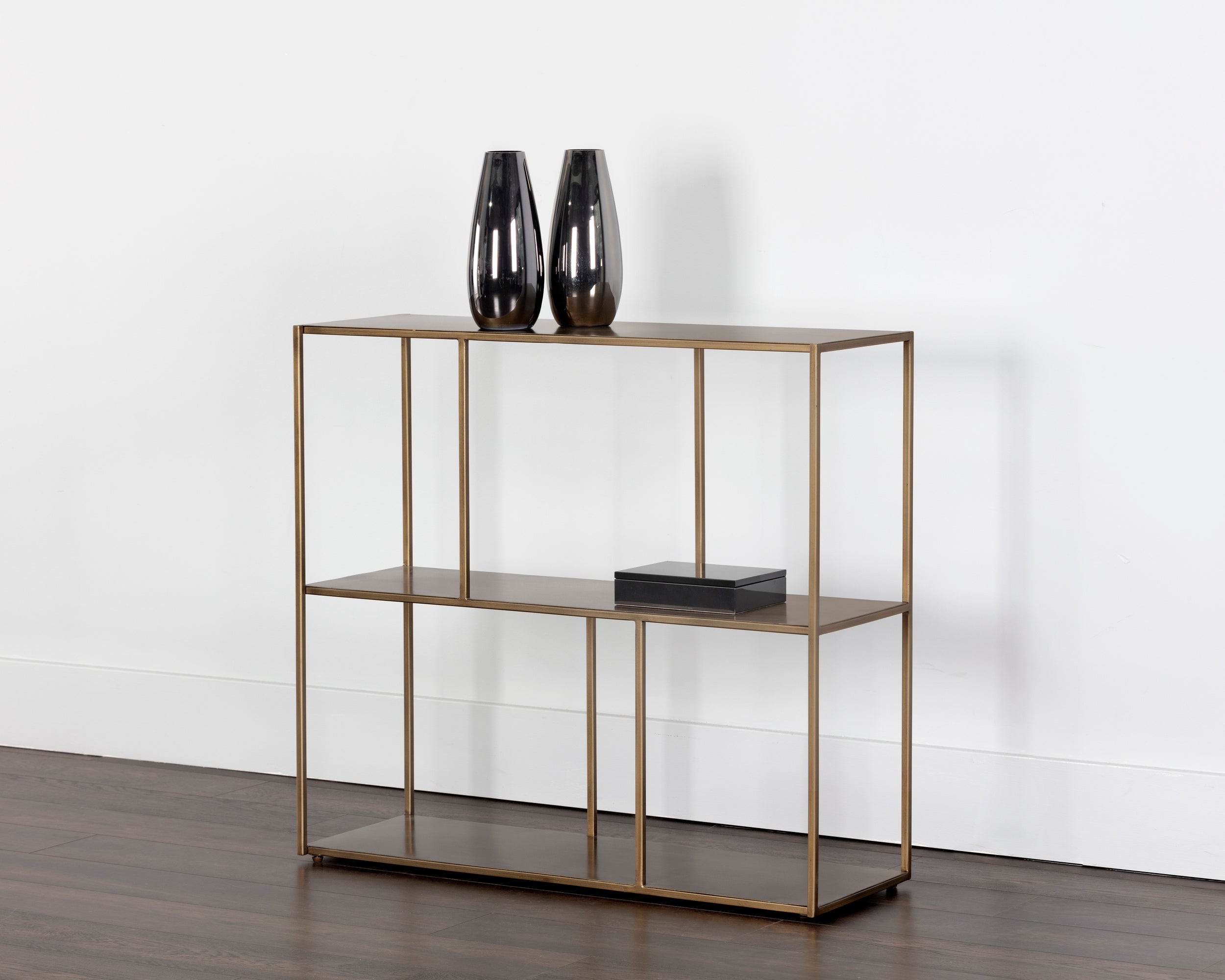 Eiffel Low Bookcase - Medium  Antique Brass