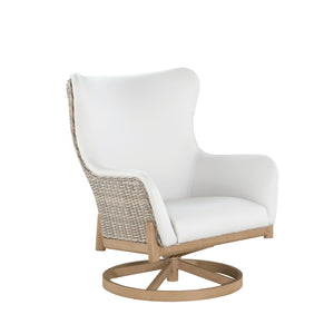 Summer Classics - Palma Swivel Rocker Wingback Lounge - Natural/Linen Wicker - 1548129