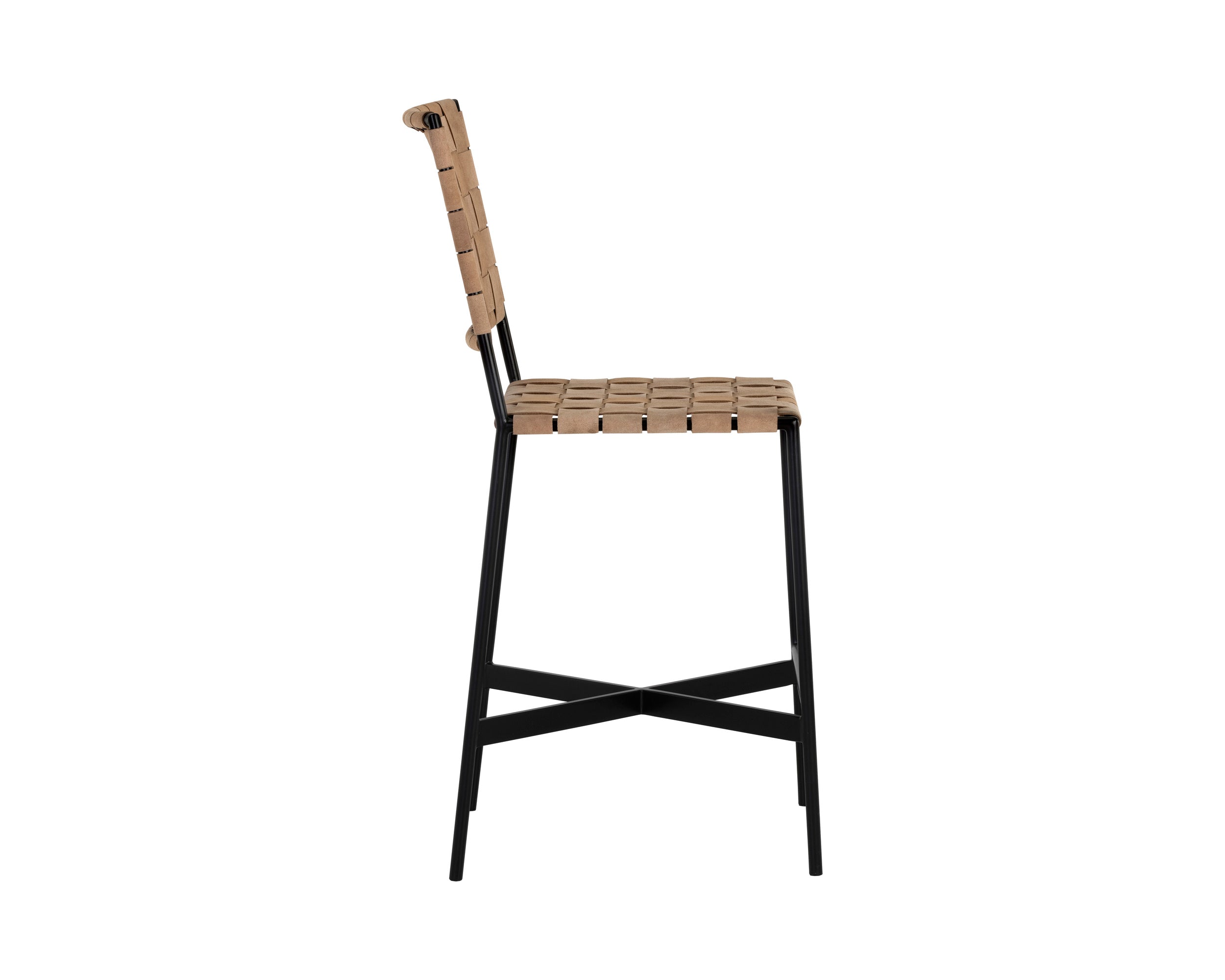 Omari Counter Stool - Suede Light Tan Leather
