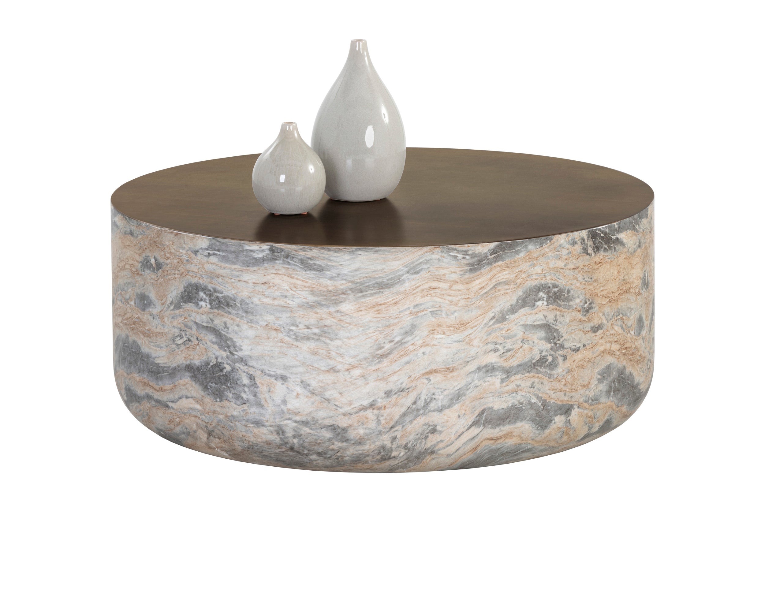 Diaz Coffee Table - Marble Look  Antique Brass