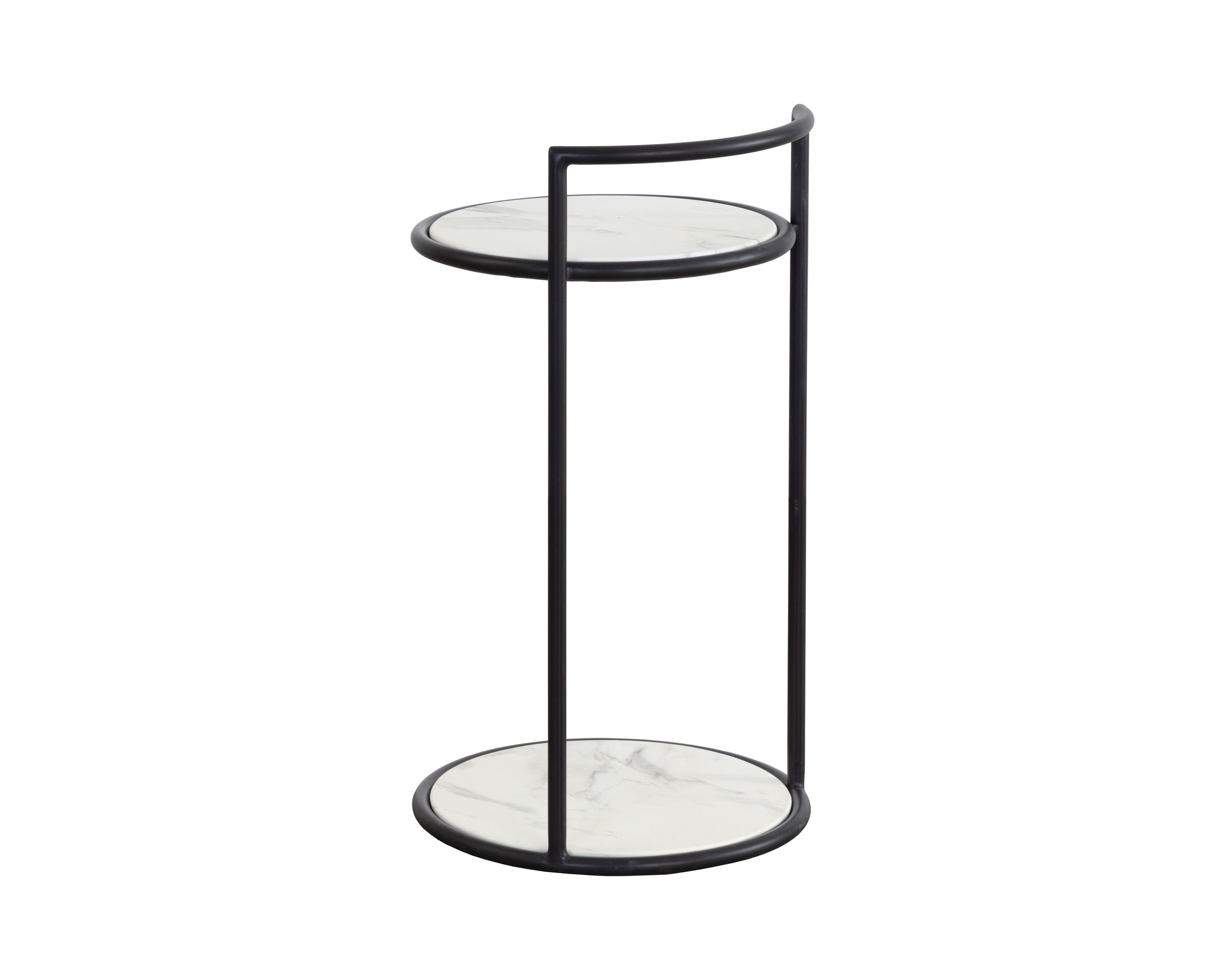 Parga End Table - Black  Marble Look